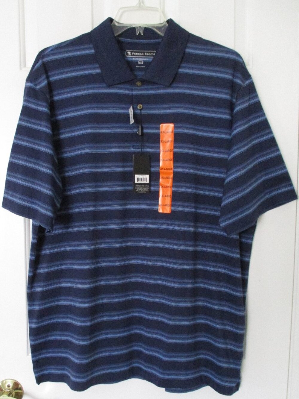 Pebble Beach Mens S/S Blue Pima Cotton Stretch Golf Polo Shirt NWT - Size XXL